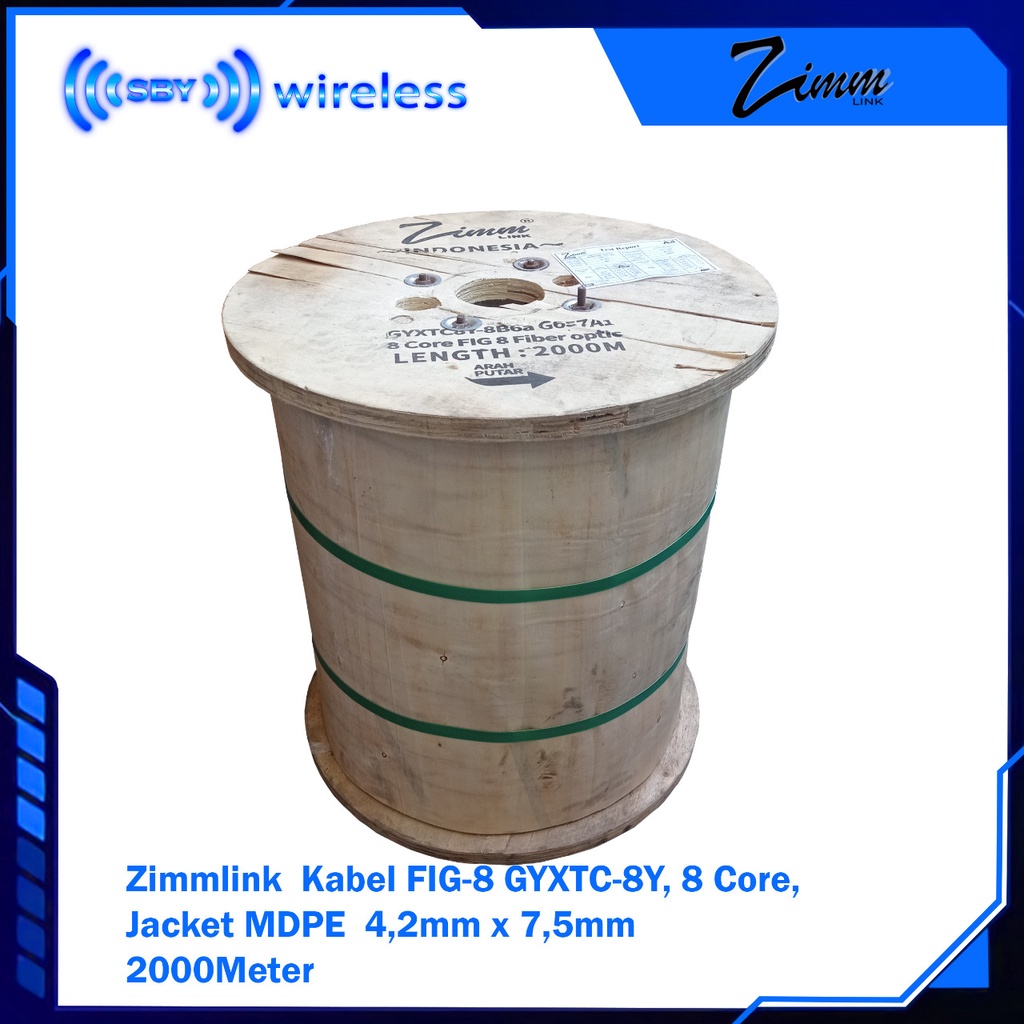 ZIMMLINK Kabel 8 Core FIG 8, GYXTC8Y G657A1 Jacket MDPE  FIG8 Fiber Optic Cable 2000Meter