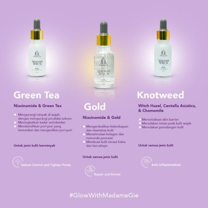 Madame Gie Madame Serum - Serum Wajah | GOLD SERUM |  GREEN TEA |  KNOTWEED