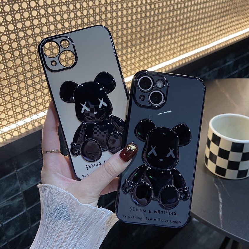 New high-quality  case For iPhone 14 Pro Max 3D bear shaped electroplating TPU phone cover is ( For iPhone 14/13/12/11 Pro Max XR XS MAX 7 8 PLUS X ) CASE