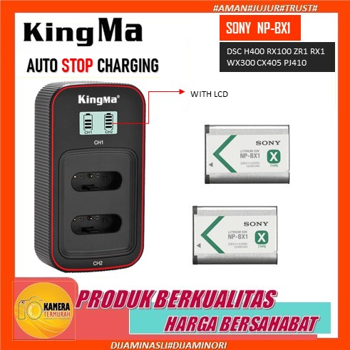 Paket Complete Baterai Sony NP-BX1 For Charger BC-CSX DSC H400 RX100 ZR1 RX1 WX300 CX405 PJ410