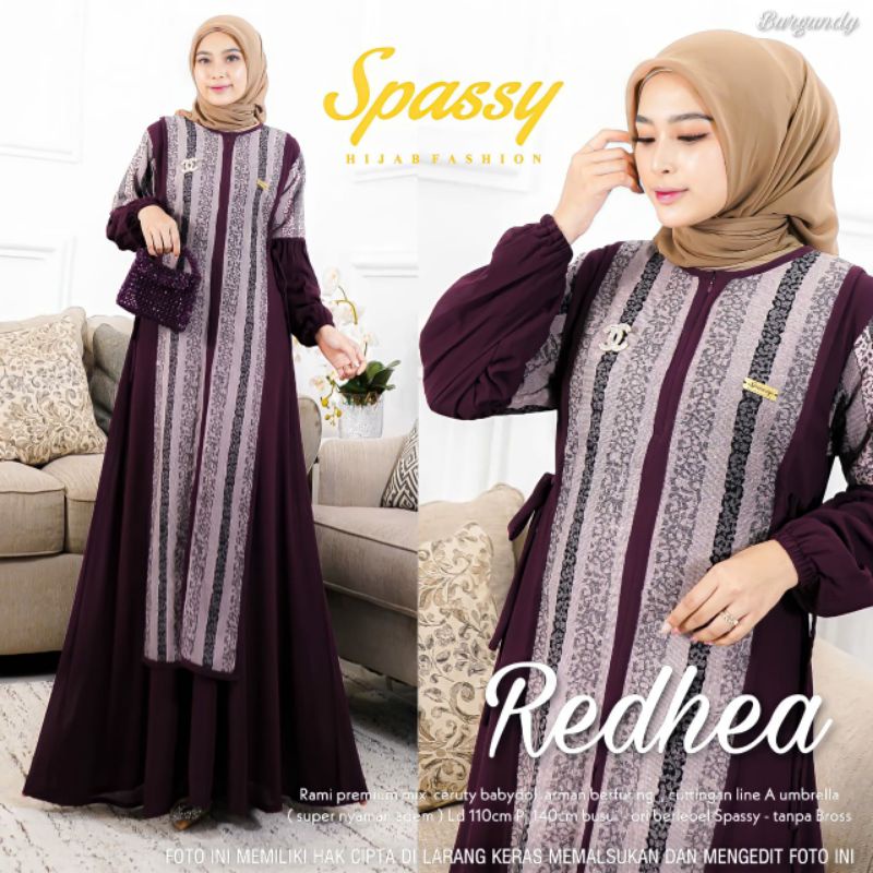 DRESS REDHEA + SEASSON ORIGINAL BY SPASSY// SOLO.INDONESIA// PRODUK BERLABEL SPASSY HIJAB FASHION