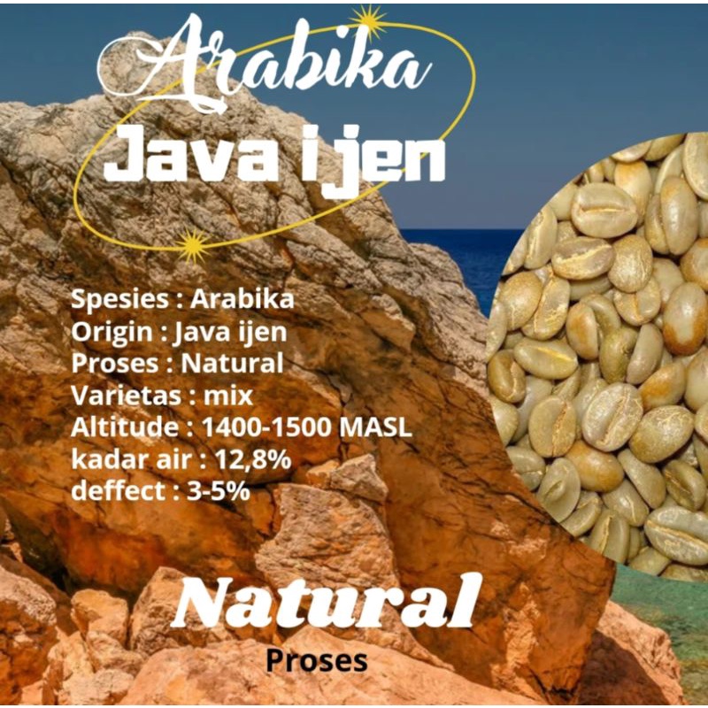 

green Bean / biji kopi Arabika Java ijen natural proses 1kg