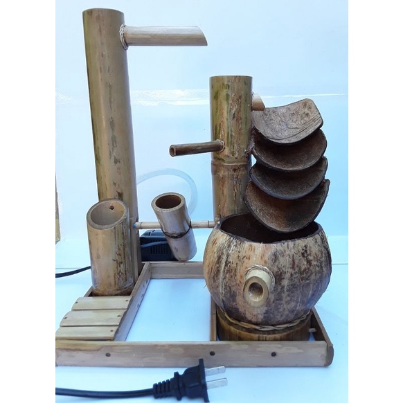 miniatur air mancur bambu, kerajinan bambu unik