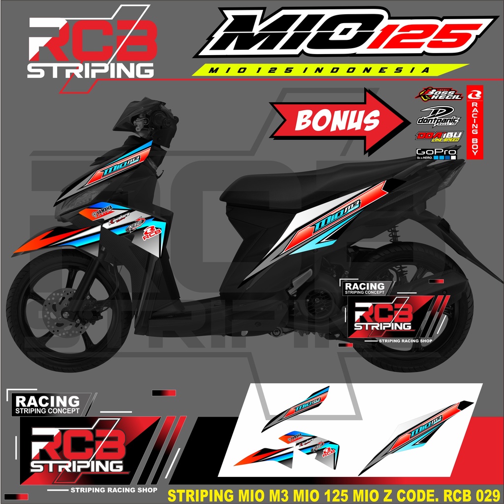 Sticker Striping Variasi Mio M3 - Striping Mio M3 Lis Mio M3 / MIO Z / MIO M3 RCB 029