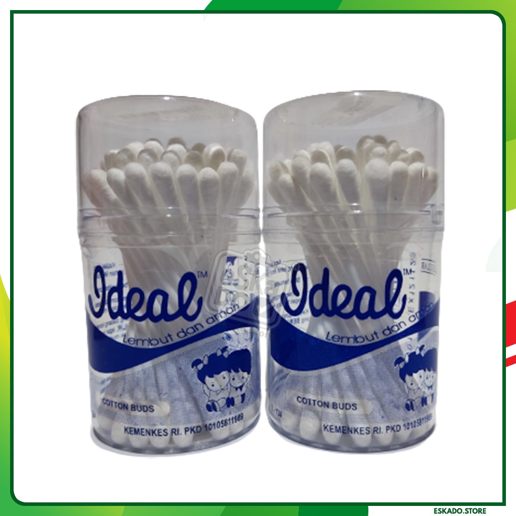 Cotton Buds Merk Ideal Pot Isi 50 / Korek Kuping Kapas Besar