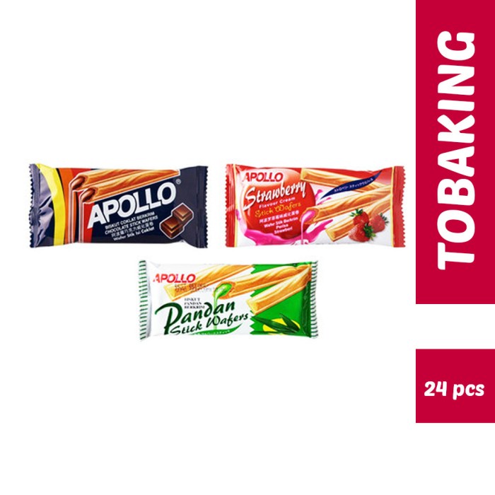 

Maknyuss1 Apollo Stick Wafer Biscuit Berkrim Pandan Coklat Strawberry