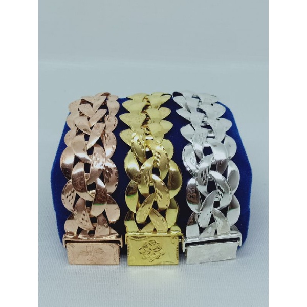 GELANG PERAK ASLI SILVER 925 LAPIS EMAS/GELANG RANTAI KEPANG+UKIR BLINK/ASLI SILVER/GELANG FASHION WANITA TERBARU