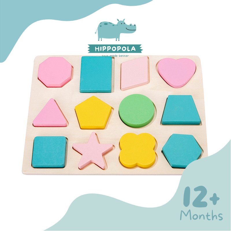 Hippopola Montessori Toys Shape Chunky Puzzle / Puzzle Shape Board / Mainan edukasi anak 1 tahun / M