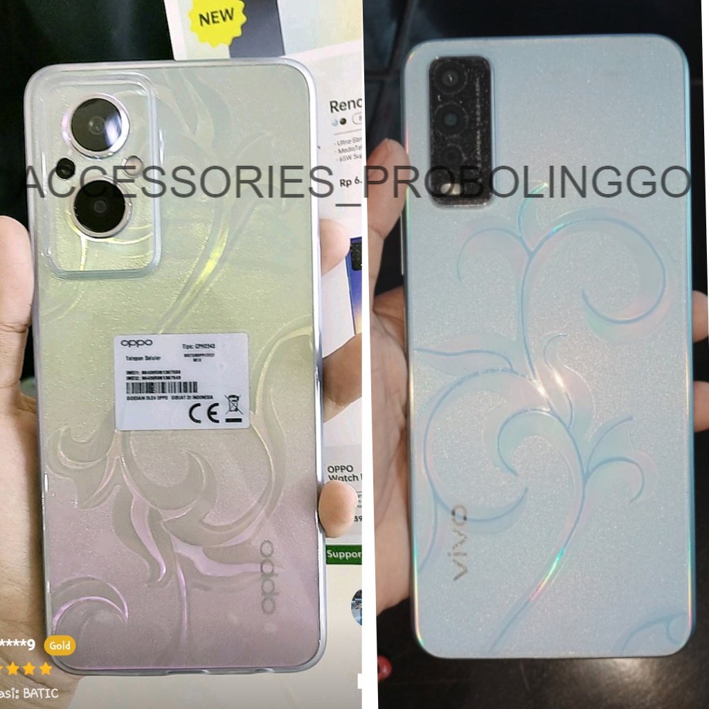 OPPO RENO Garskin Glitter BATIK Transparan Anti Gores Backdoor  A36 A52 A53 2020 A54 A57 4G 5G A72 A
