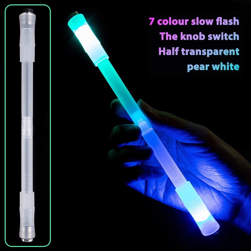 COD ❤️ Pen Puter Spinner Toys/ Spinning Pen/ Pulpen Putar Spinner/ Bolpoin Anti Slip Untuk Anak / Dewasa Anti Stress Rotating Pen Impor Harga Rendah-Bellamy's-LED💡4-White