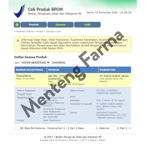 Buchang DBTRIX / Diabetrix / Tongmai Jiangtang / Obat Diabetes