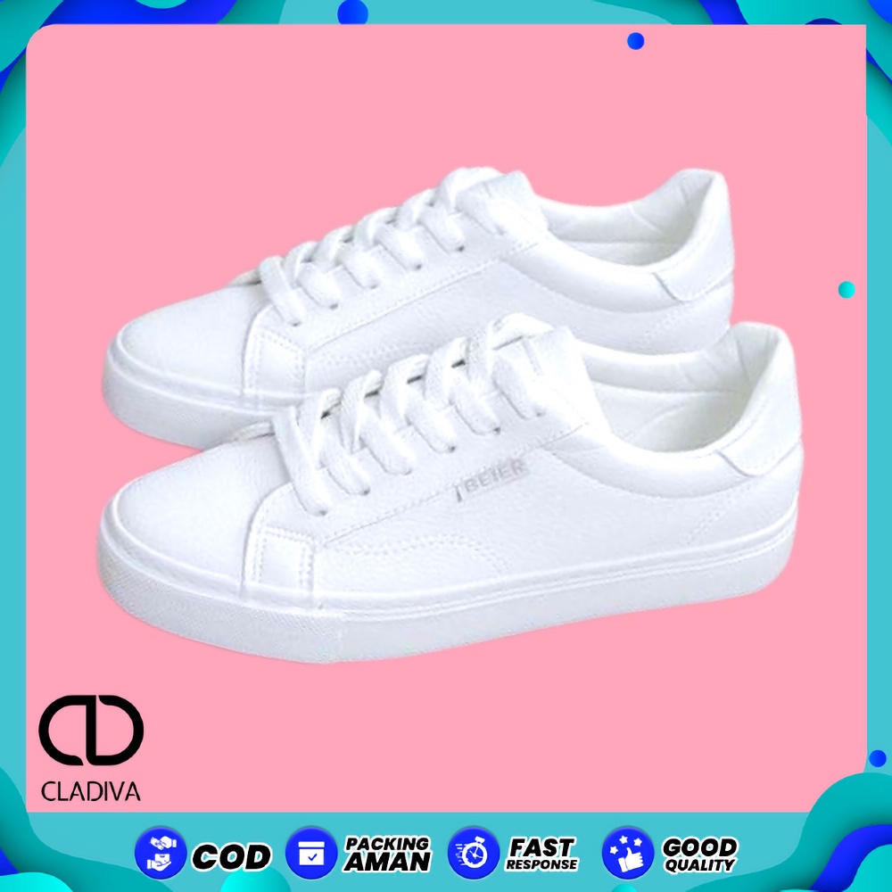 Sepatu Sneakers Wanita BEIER Spatu Snikers Putih Tali Perempuan Cewe Cewek FSH153 Cladiva