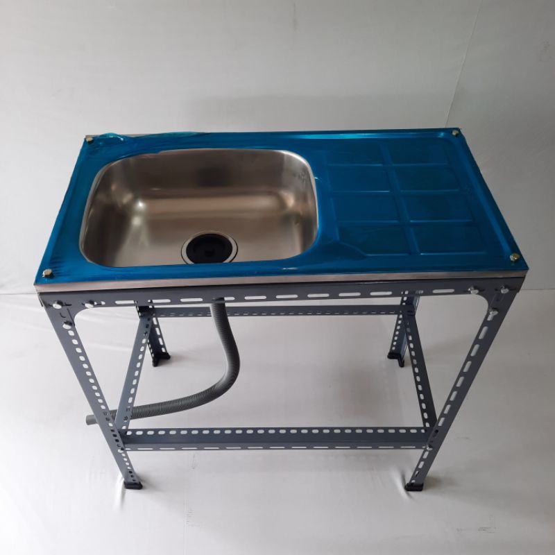 Paket LengkapWastafel portable Bak Cuci Piring Stainless 75x40  dengan Kran Anti Karat dan Afur