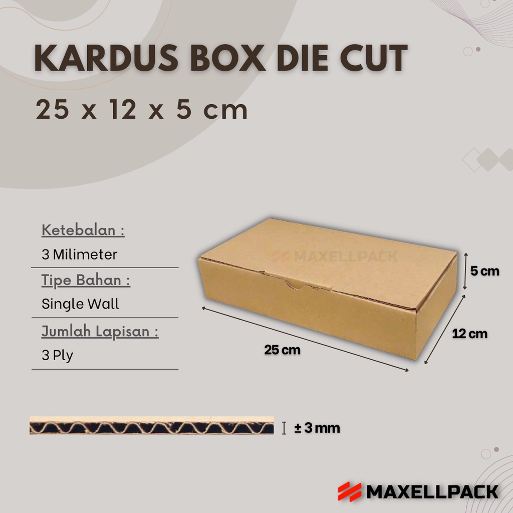 

Kardus Box Die Cut 25x12x5 CM Dus Packing Kue Brownies Polos