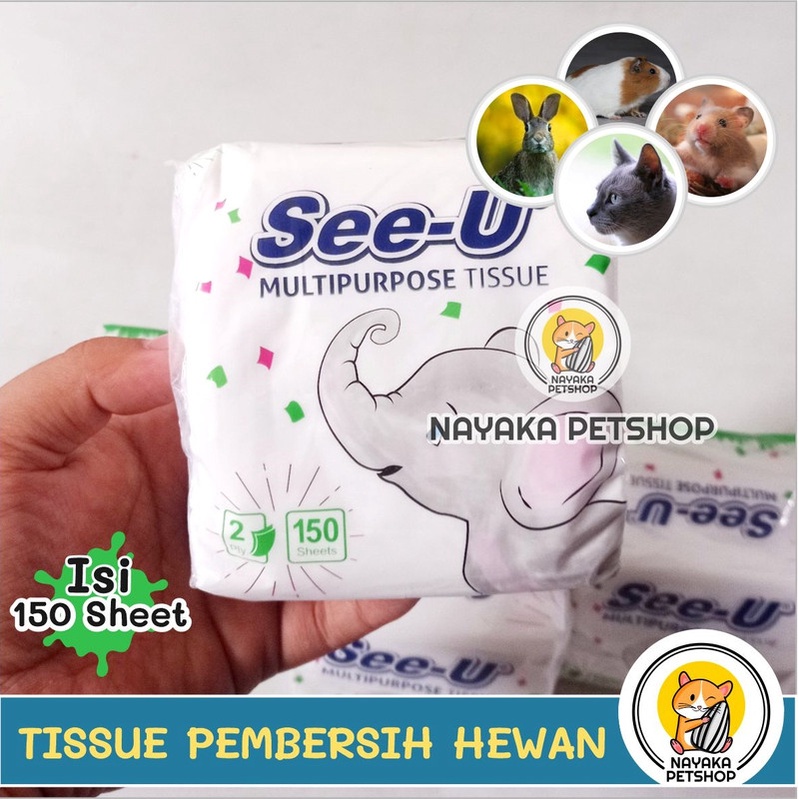 Tissue Hewan 150 Sheet Tisu Pembersih Kotoran Mata Telinga Luka Kucing Anjing Hamster Kelinci