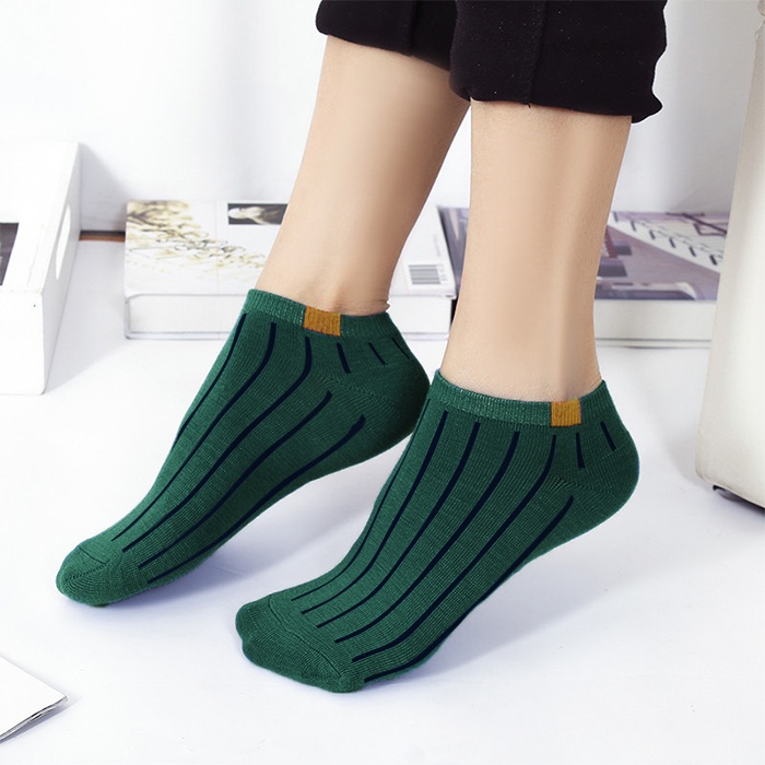 Kaos Kaki Pendek Semata Kaki - Ankle Cute Short Socks - Kaos Kaki Motif Garis Polos Dan Lembut Bahan 100% Polyester - W1A5