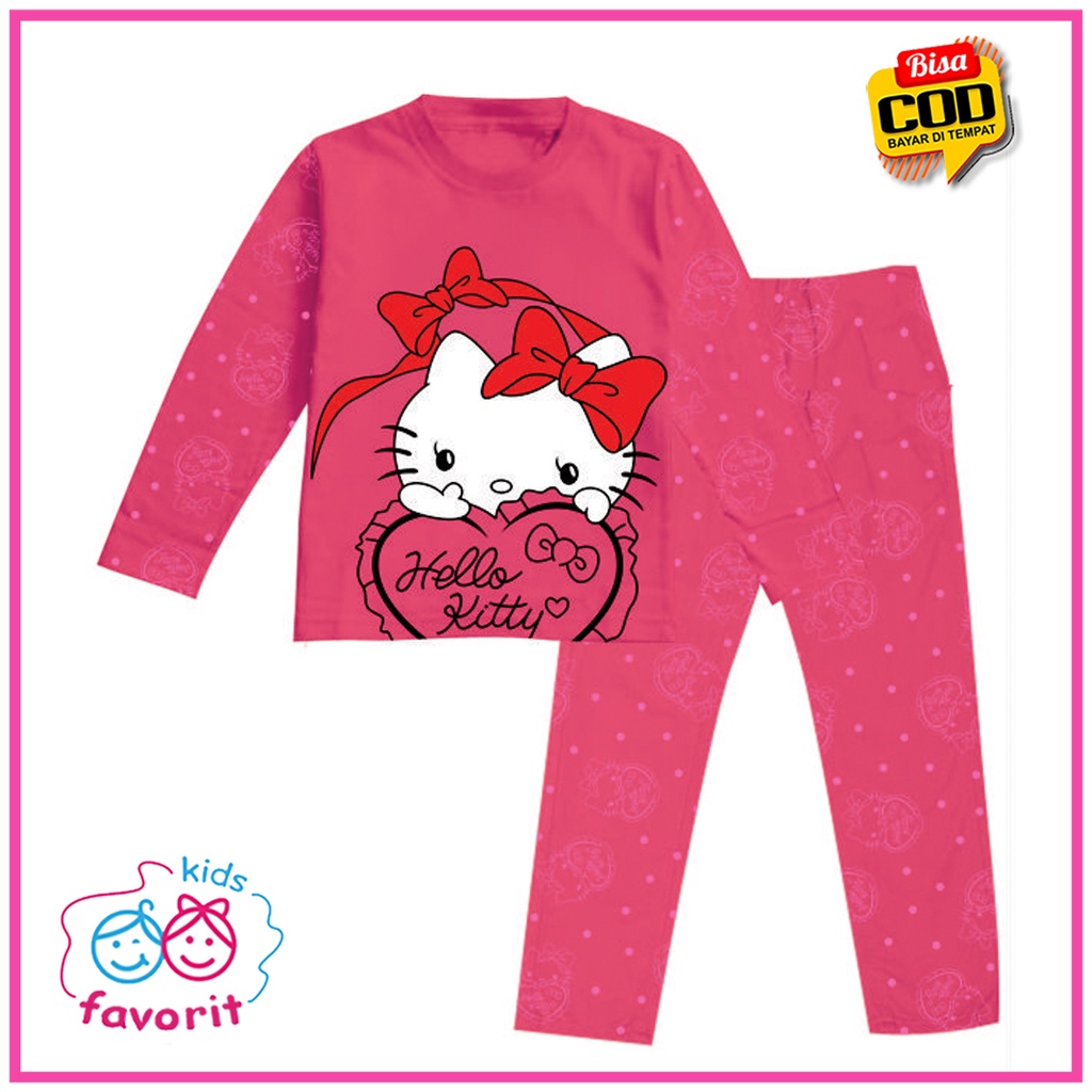 Favorit kids Piyama Setelan anak perempuan lengan panjang celana panjang gambar hello+kitty