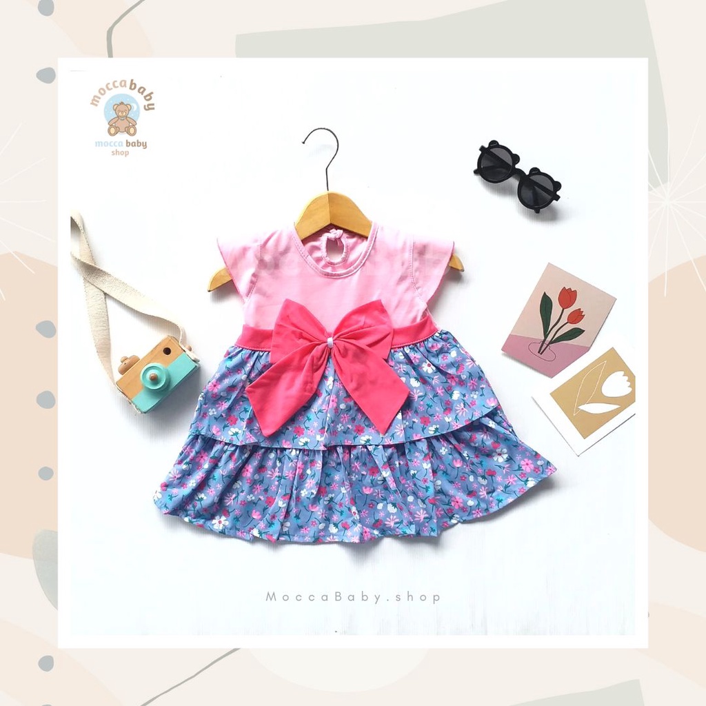 MBSS - (EXCLUSIVE ON MOCCABABY ) Dress Bayi Motif Animal Lucu Baju Bayi Perempuan / QIU2 RIBBON FLOWER