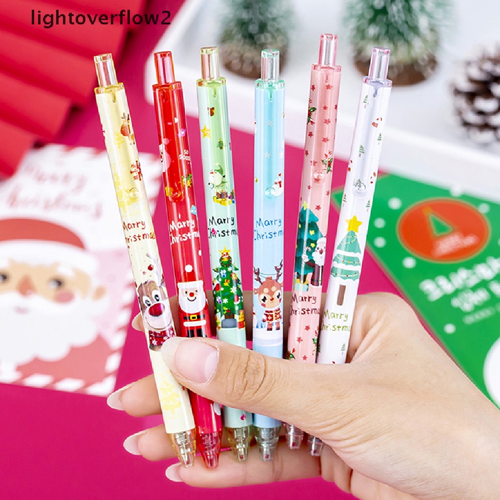 (lightoverflow2) 1 / 6pcs Pulpen Tinta Hitam 0.5mm Bisa Ditarik Untuk Sekolah / Kantor