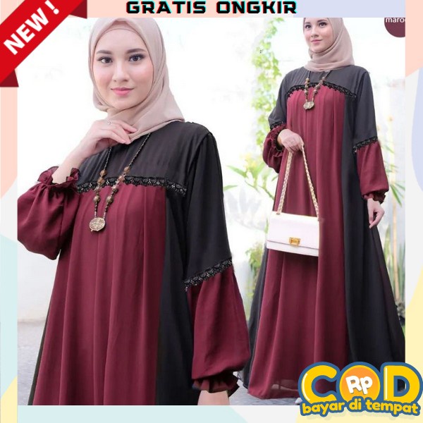 Dress Wanita Muslimah Syar I Games Cewek Hari Raya Gamis Polos Mewah Gsmis Perempuan Dewasa Premium 