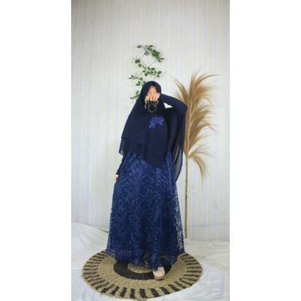 Gamis BRUKAT mix jersey burkat full MASYITHA brokat set syari khimar terbaru pesta masyita