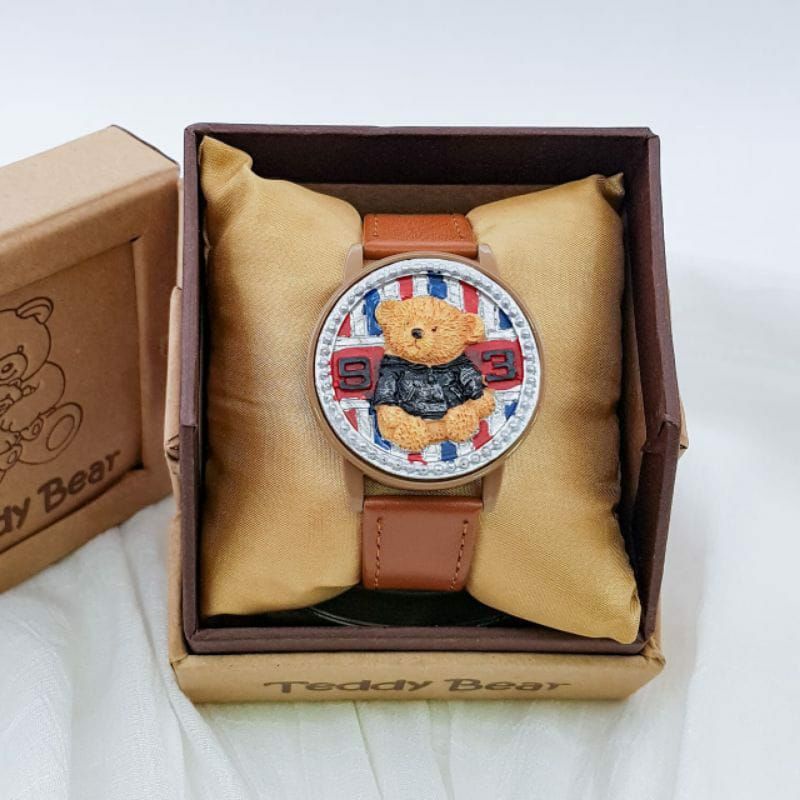 Jam Tangan Teddy Bear Kulit Terlaris Pria Wanita Fashion Bisa COD