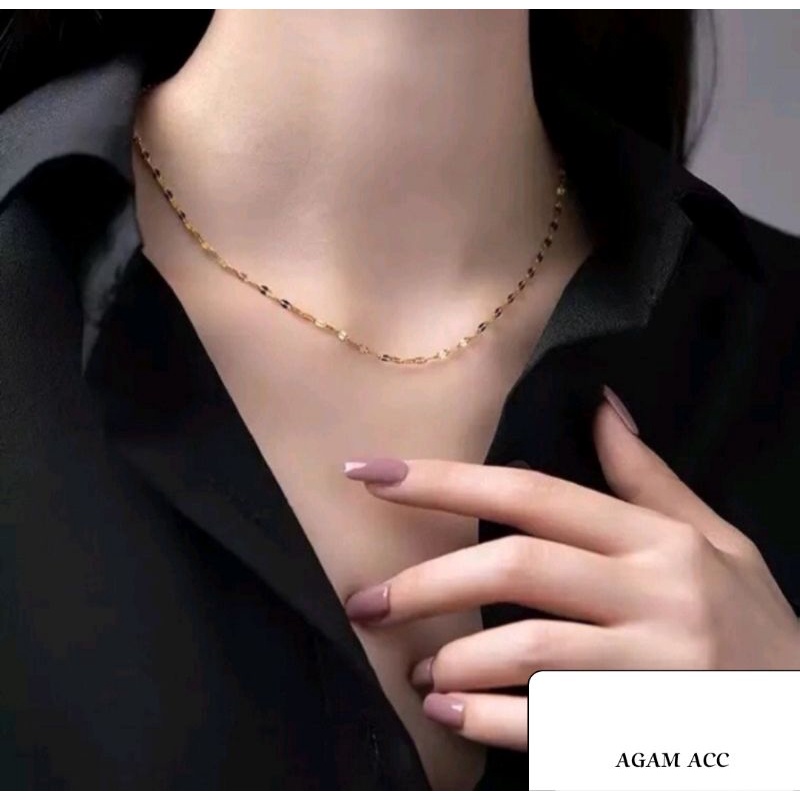 Kalung Titanium Model Pecah kopi Anti karat pria dan wanita