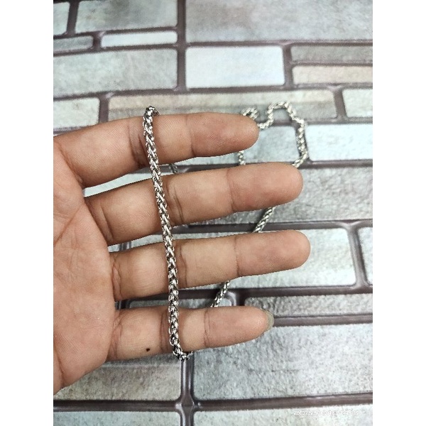 Termurah!!! Kalung titanium / stainless motif ular silver tidak karat panjang 50cm