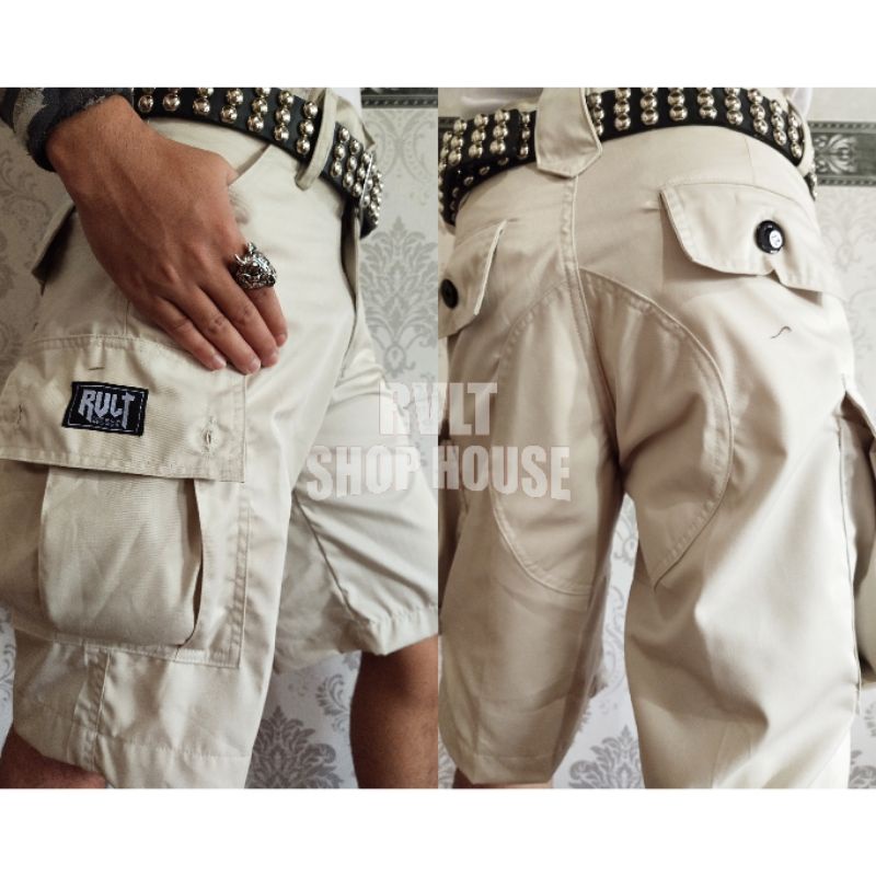 Celana Alpin Cream / Cargo Cream Pendek / celana Gunung / celana PDL / Cargo / punk