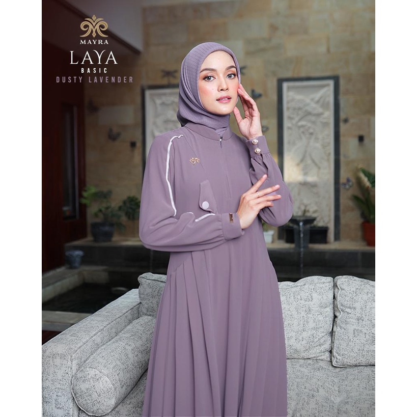 MAYRA BASIC DRESS GAMIS LAYA | LINING BABYDOLL ARMANY | RISLETING DEPAN BELAKANG-Dusty Lavender