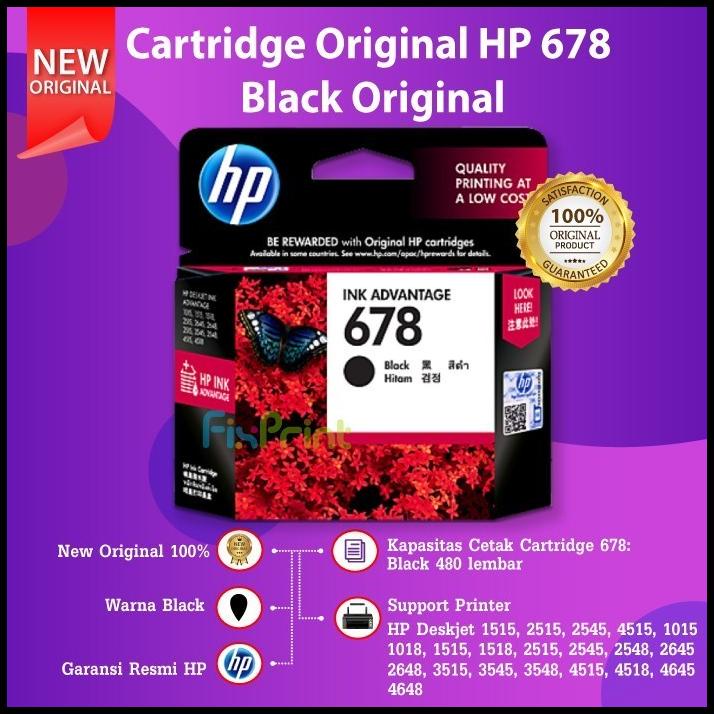 Tinta Cartridge Printer Hp 678 Black Color Hitam Warna Original 1515