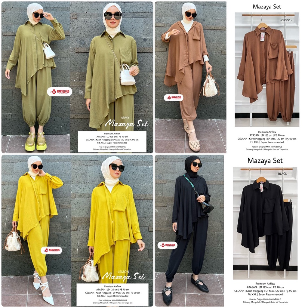 MAZAYA SET / 15.7 / BAHAN PREMIUM AIRFLOW / D 125 CM/ ALLSIZE JUMBO / ONESET WANITA MARVELOUS