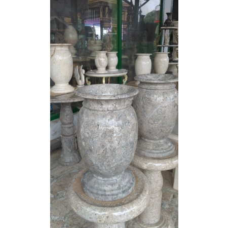 Vas Bunga Vas Air Marmer Abu-Abu Gratis Ongkir area jawa