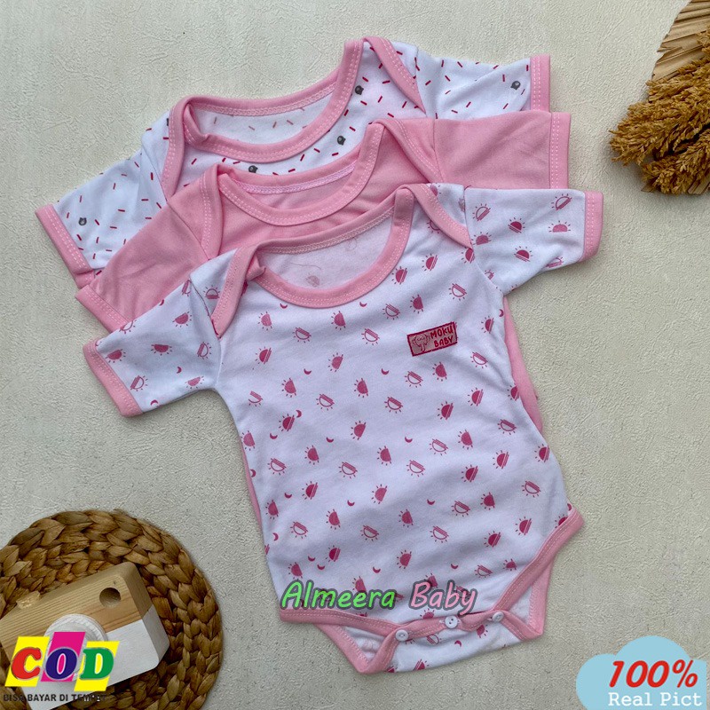 Isi 3 PCS Jumsuit Bayi Jumper Bayi Baru Lahir Usia 0-6 Bulan Series Pink Almeera Baby and Kids