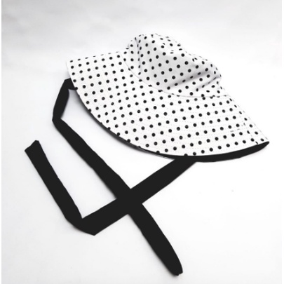 COD Topi Bucket Hat Polkadot  Selegram Daun Lebar Tali Panjang Perempuan Terlaris Gaya Corak Topi Bucket Bolak Balik Terlaris Berbahan Katun Unisex