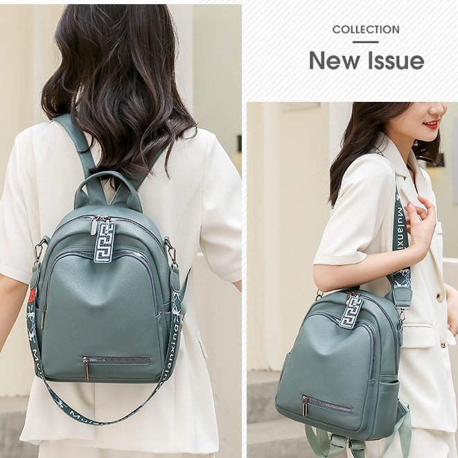 TAS RANSEL WANITA IMPORT KULIT BIRU SEFIDA BACKPACK CEWEK PREMIUM PUNGGUNG TA664B2 GENDONG FASHION SEKOLAH KERJA KULIAH MURAH KOREA REMAJA KEKINIAN BATAM BRANDED ORI