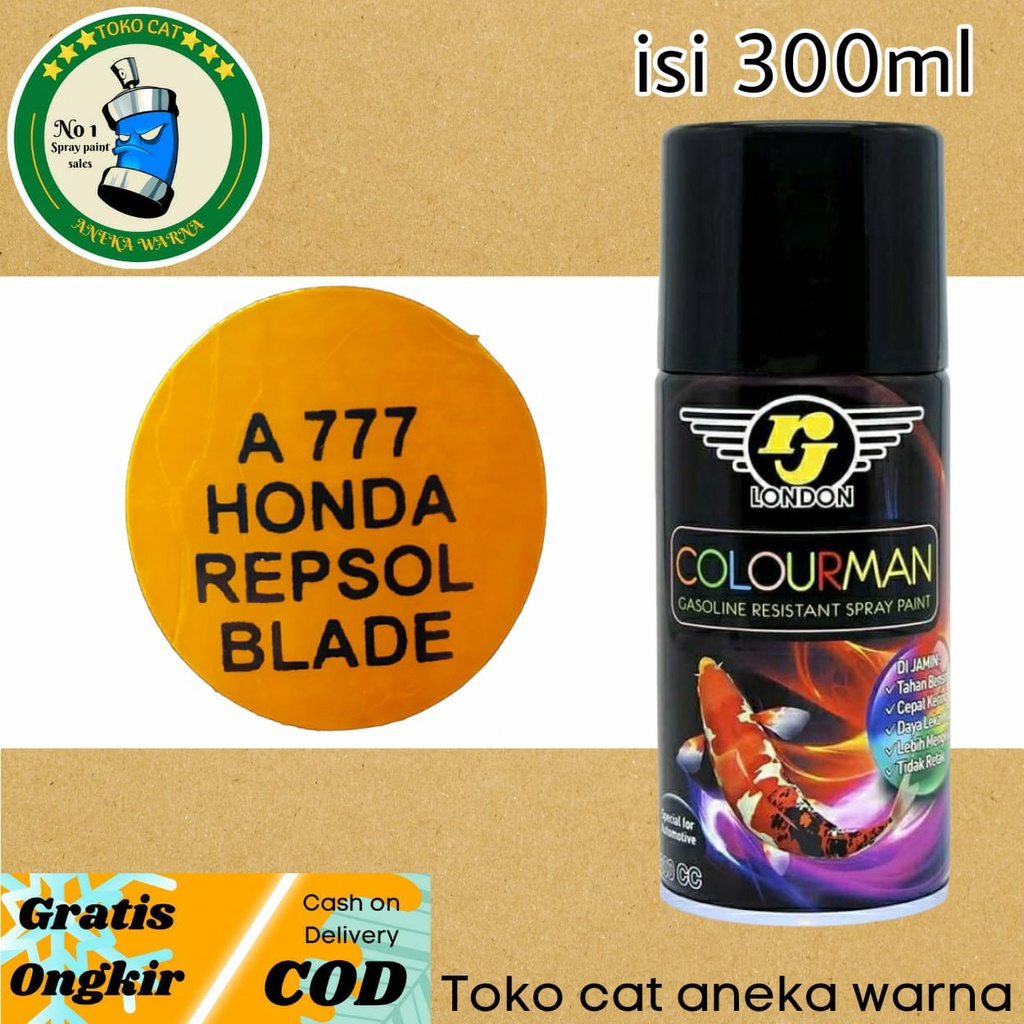 cat semprot 300ml colourman honda repsol blade orange tahan bensin rj london spray paint pilok pilox