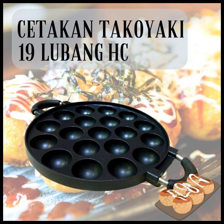 Cetakan Takoyaki 19 Lubang Hc - Cetakan Kue 19 Lubang Teflon Hitam