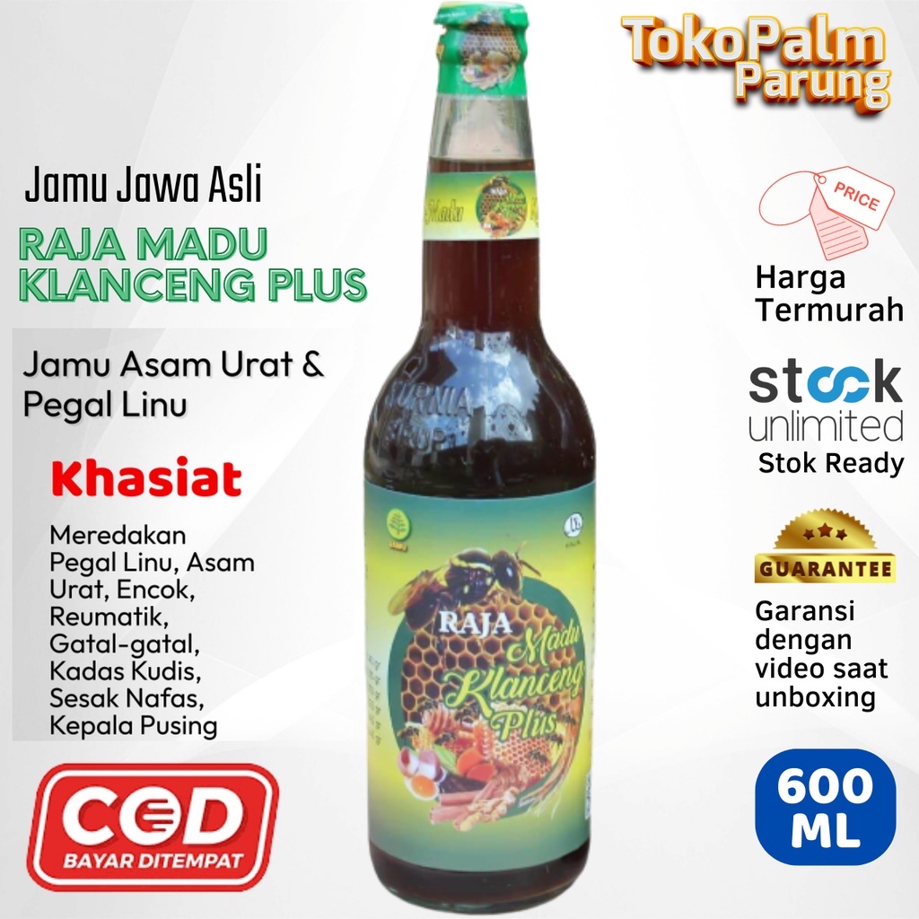 Jamu Pegal Linu Asam Urat Cap Raja Madu Klanceng Plus 600ML Minuman Tradisional Alami Meredakan Encok Melegakan Sesak Nafas Menghilangkan Sakit Gigi Menambah Energi Pekerja Berat Dan Sopir Kemasan 600ml