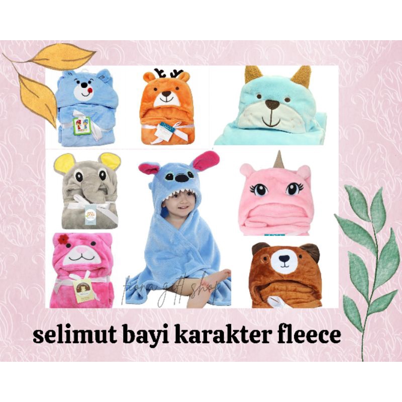 Selimut Bayi Topi Boneka Double Fleece/Selimut Bayi Import/Selimut Topi/Selimut Karakter