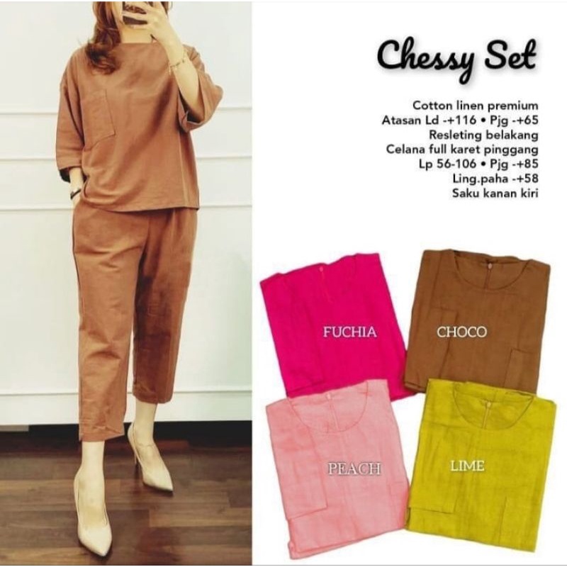chesy set linen wanita