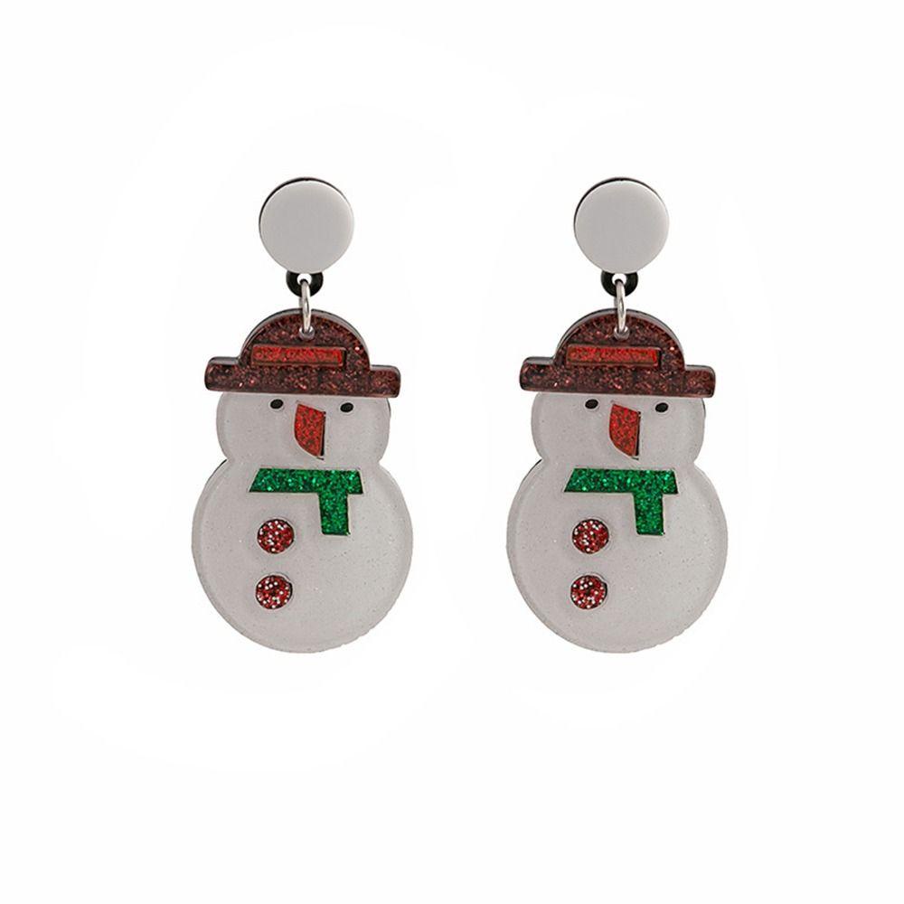 Mxbeauty Anting Tusuk Natal Anting Menjuntai Kepribadian Untuk Perempuan Untuk Perempuan Santa Claus Snowman Women Drop Earrings