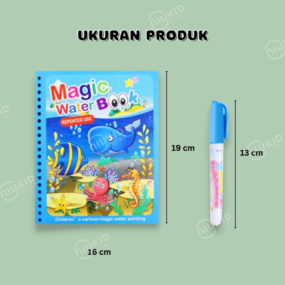 NIUKID MAGIC WATER BOOK MAGIC WATER PEN BUKU GAMBAR MEWARNAI BUKU WARNA MAINAN EDUKASI ANAK