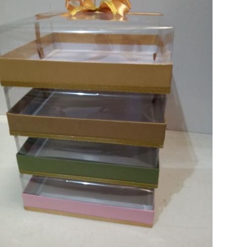 

SALE✅box hantaran untuk kue ukuran 30*30*5 tinggi mika 10cm dg pita satin hias|KD5