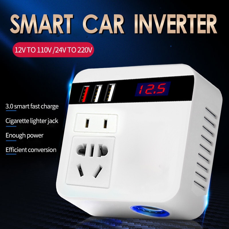Car Inverter mobil DC-AC max 150 W 12V To 220V Power Supply Inverter QC 3.0 USB ADAPTOR FAST Charger