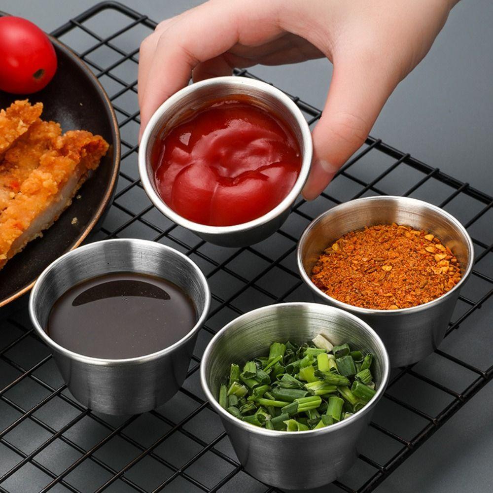 [Elegan] Seasoning Dish Portable Anti Bocor Mangkuk Saus Tomat Rumah Tangga Dengan Penutup Silikon Sealing Gadget Dapur