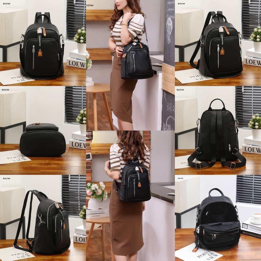 BG Backpack Leather For Women Silver Hardware R3374 R3375 R3376 R3377