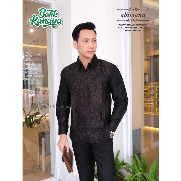 ABIMANA Batik Pria Premium Lengan Panjang Berlapis Furing Bahan Katun Halus Sragenan By Kanaya