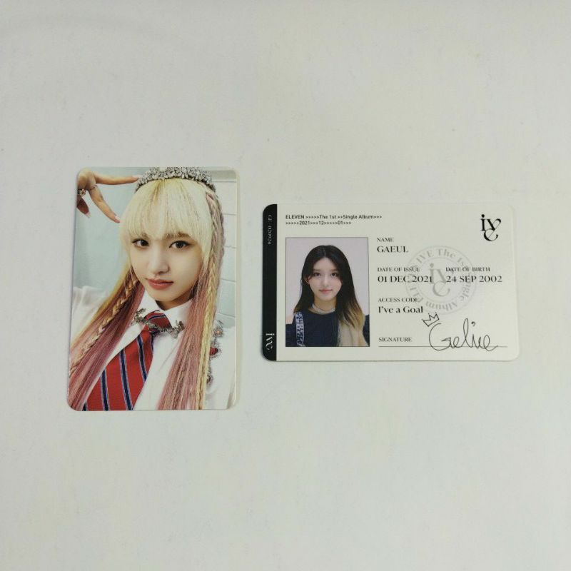 Official IVE Liz Love Dive Album Photocard & Gaeul Eleven ID Card