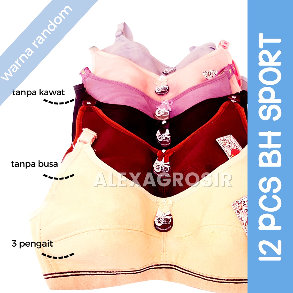 PAKET 12 PCS BH SPORT EVI - SPORT BRA TANPA KAWAT TANPA BUSA